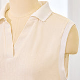 Áo polo không tay thiết kế cổ V thanh lịch | Collared vest
