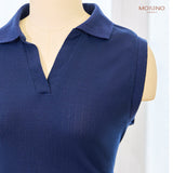 Áo polo không tay thiết kế cổ V thanh lịch | Collared vest