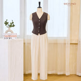 Quần Tây ống đứng thiết kế giấu cúc hiện đại | Palazzo Trousers with darts