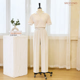 Quần Tây ống đứng thiết kế giấu cúc hiện đại | Palazzo Trousers with darts