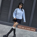 Áo sơ mi dáng boxy croptop năng động | Boxy Oxford Shirt